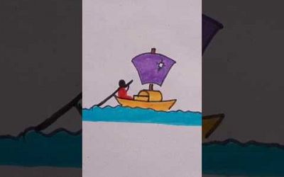 How to draw yatch #sailor #boating #ship #drawingshorts #easydrawing #cuteart #cutethings