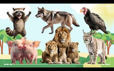 Naughty farm animal moments: Raccoon, Wolf, Turkey, Pig, Lion &amp; Lynx - Animals Video