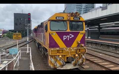 V/Line N471 City of Benalla Arriving at Southern Cross Station from Warrnambool Leslie RS5T HORN