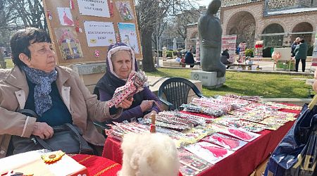 Women from the care home in Yambol make Martenitsas for a charitable cause
