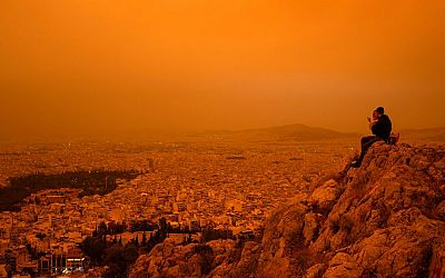 Athens Blanketed by Orange Haze Due to Sahara Dust Storm