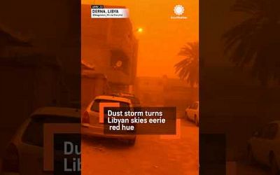 Dust storm turns sky apocalyptic orange, red over Greece, Libya