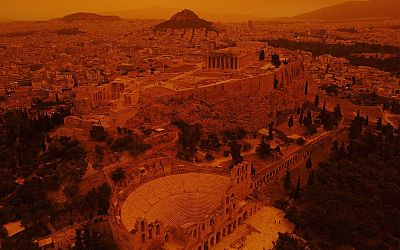 Photos: Hellish Dust Storm in Greece Leaves Athens Dark Orange