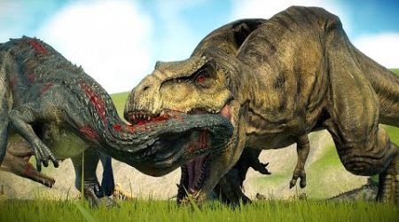 CARNIVORE AND HERBIVORE DINOSAURS BATTLE ROYALE IN UNITED KINGDOM - Jurassic World Evolution 2