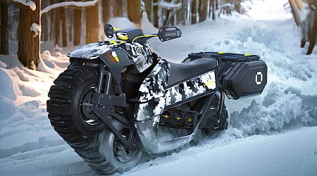 This WILD all-terrain motorbike has tread-wheels for adventures in the most inhospitable environments