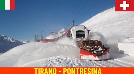 Winter Cab Ride Tirano - Pontresina (Rhaetian Railway, Bernina railway line - Switzerland, Italy) 4K