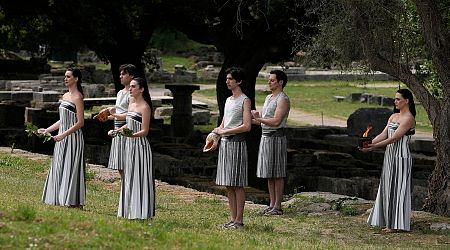 Despite weather glitch, Paris Olympics flame is lit at Greek cradle of ancient games