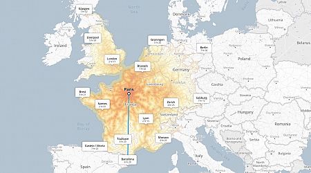 This Map Shows How Far You Can Travel Europe by Train in 8 Hours or Less
