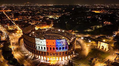 Malta flag projected on Colosseum in Rome