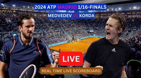 Daniil Medvedev Vs Sebastian Korda LIVE Score UPDATE Today Tennis Match 2024 ATP Madrid 1/16-Finals