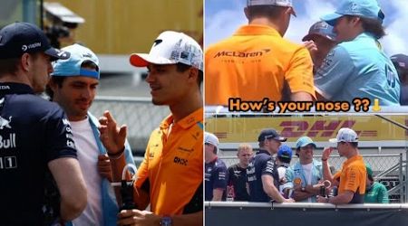 Lando Norris chilling with Max Verstappen &amp; Carlos Sainz| F1 Drivers Parade BTS #MiamiGP