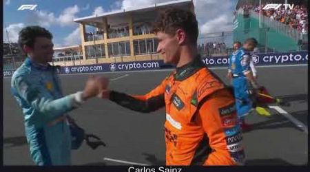 Compilation of other drivers congratulating Lando Norris