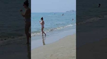 Sunny day on the beach. Cyprus. Larnaca.