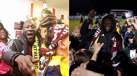 Stormzy celebrates as football team he owns wins promotion in first season in charge