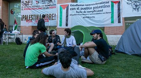 Madrid students join a growing number of protest camps across Spain calling for an end to the conflict in Gaza