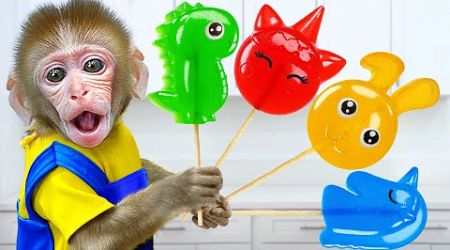 KiKi Monkey challenge with Cute Miniature Animal Jelly Fruit &amp; Watermelon Ice Cream|KUDO ANIMAL KIKI