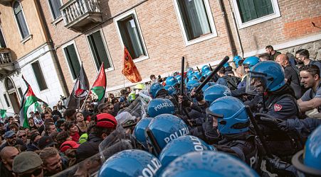 Tense moments at youth march in Rome