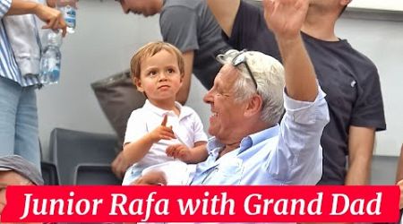 Junior Rafa playing with Nadal&#39;s Dad during Rafa&#39;s R1 Match - Rome 2024