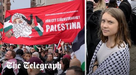 Greta Thunberg joins pro-Palestine protest outside Eurovision Song Contest