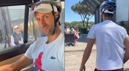 Djokovic Arrives At The Tournament In Rome Wearing A Helmet
