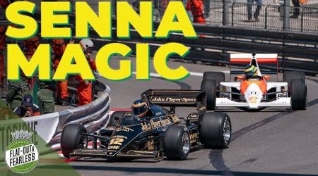 Ayrton Senna&#39;s McLaren and Lotus F1 cars fly round Monaco in amazing tribute