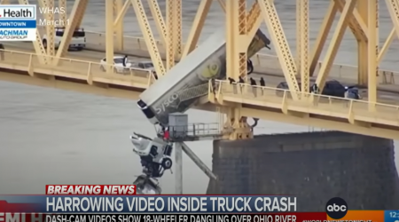 Wild Dashcam Video Shows Semi Going Over Edge of Bridge