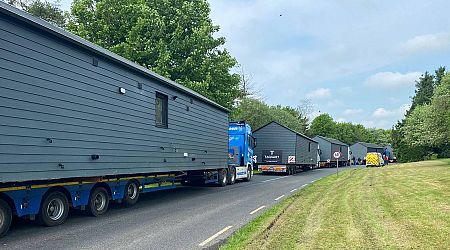 Protesters preventing delivery of modular homes to a site in Co Westmeath