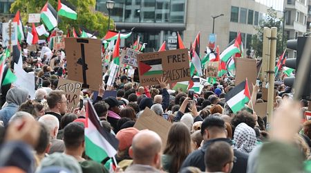 Tens of thousands march in Brussels demanding ceasefire in Gaza