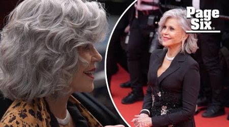 Jane Fonda, 86, rocks red lipstick &amp; sparkling jumpsuit on the Cannes Film Festival 2024 red carpet