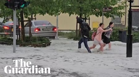 Freak storm leaves Polish city blanketed in hail