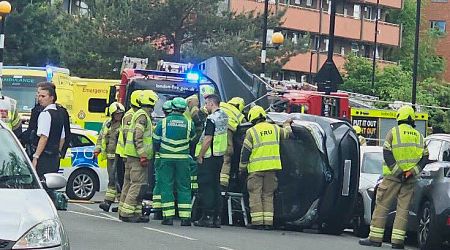 Car flips in Rotherhithe