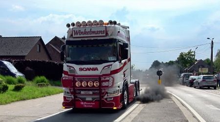 Truckshow Putte lights on Belgium with Scania V8 open pipes sound and other beautiful trucks