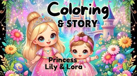 Fun Coloring Adventure | Princess Lily &amp; Baby Sister Lora&#39;s Magical Garden | Kids Coloring Storytime