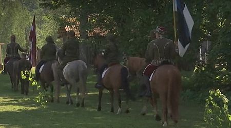 Estonians recreate historic ride south to help liberate Latvia