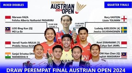 Draw &amp; Jadwal Perempat Final Austrian Open 2024. Indonesia Mendominasi #austrianopen2024