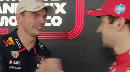 Max Verstappen congratulates Charles Leclerc after pole position in Monaco | Behind the scenes