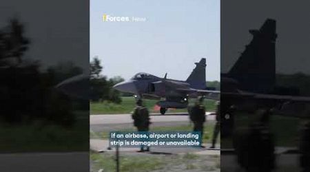 Road becomes runway for Swedish Air Force Gripen fighter jets