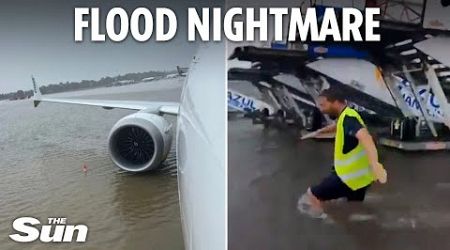 Majorca airport paralysed by floods after storm - sparking holiday chaos across Europe