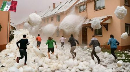 Italy is in chaos! A giant 6-inch rock storm attacked people, destroying houses and vehicles