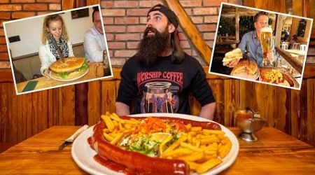 EATING THE BIGGEST BRATWURST IN GERMANY AT FRANKFURT&#39;S FAMOUS GIANT FOOD RESTAURANT | BeardMeatsFood