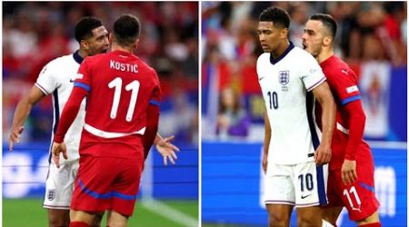 Jude Bellingham angry confrontation with Filip Kostic during England vs Serbia euro 2024