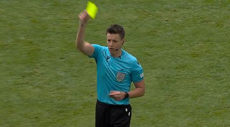 Euro 2024 substitute booked as he enters pitch as referee applies rarely used law