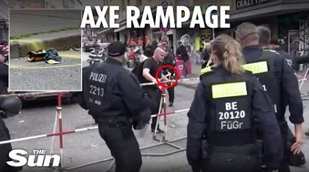 Horror moment German cops shoot axeman carrying Molotov cocktail near Euros fan zone