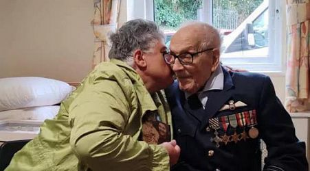 RAF pilot meets daughter of 'child' who saved him in WWII