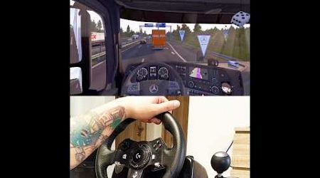 ETS2 Mercedes Actros tandem truck on motorway in Lithuania Steering Wheel Manual Shifter #truck