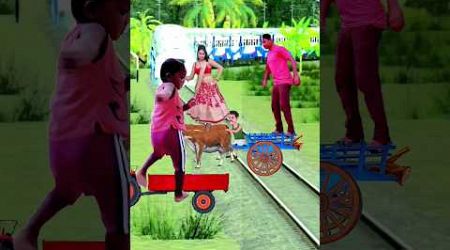 Tractor man to boy and Bulgaria man &amp; cute grill to baby stop the train VFX magic video