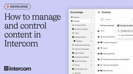 How to control &amp; update your knowledge sources in Intercom