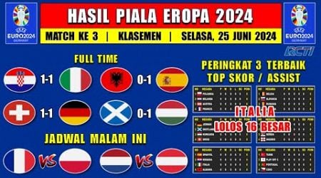 Hasil Piala Eropa 2024 Tadi Malam - KROASIA vs ITALIA - ALBANIA vs SPANYOL - Klasemen EURO 2024