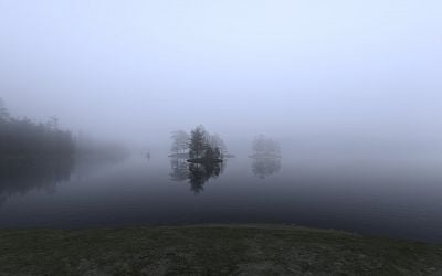 Vision Pro: Chillax or watch movies at the foggy Lake Vrangla environment