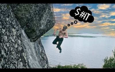 Pro climbers taking dangerous falls in Norway